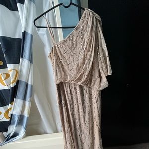Adrianna Papell Beige Sequin Bridesmaids Dress Size 12